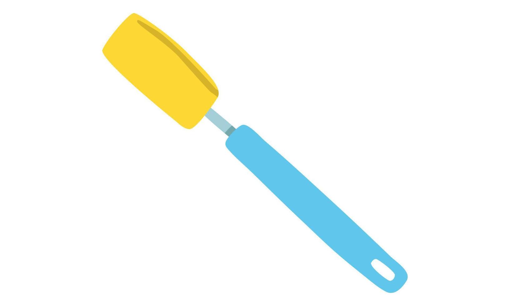 clipart de brosse de biberon. illustration de vecteur plat éponge brosse bouteille mignon simple. éponge nettoyant brosse nettoyant pour biberons, verres, pot, lait, tasse, tasses, bouteilles de vin dessin animé dessiné à la main