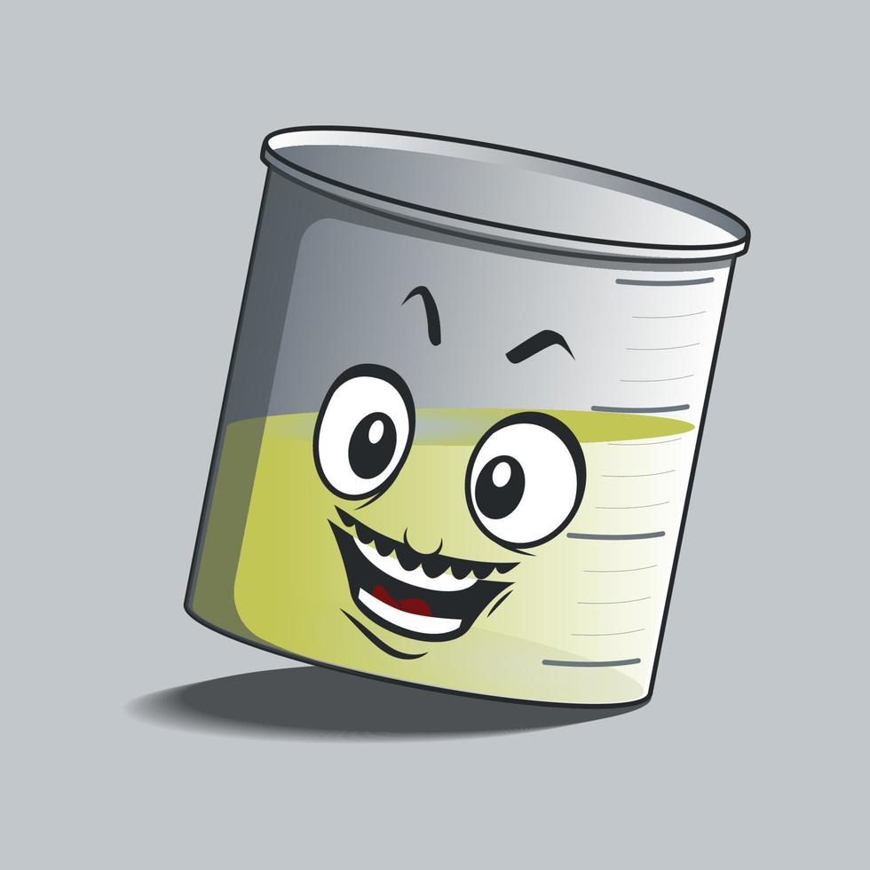 personnage de dessin animé de bécher plat avec une expression faciale heureuse vecteur