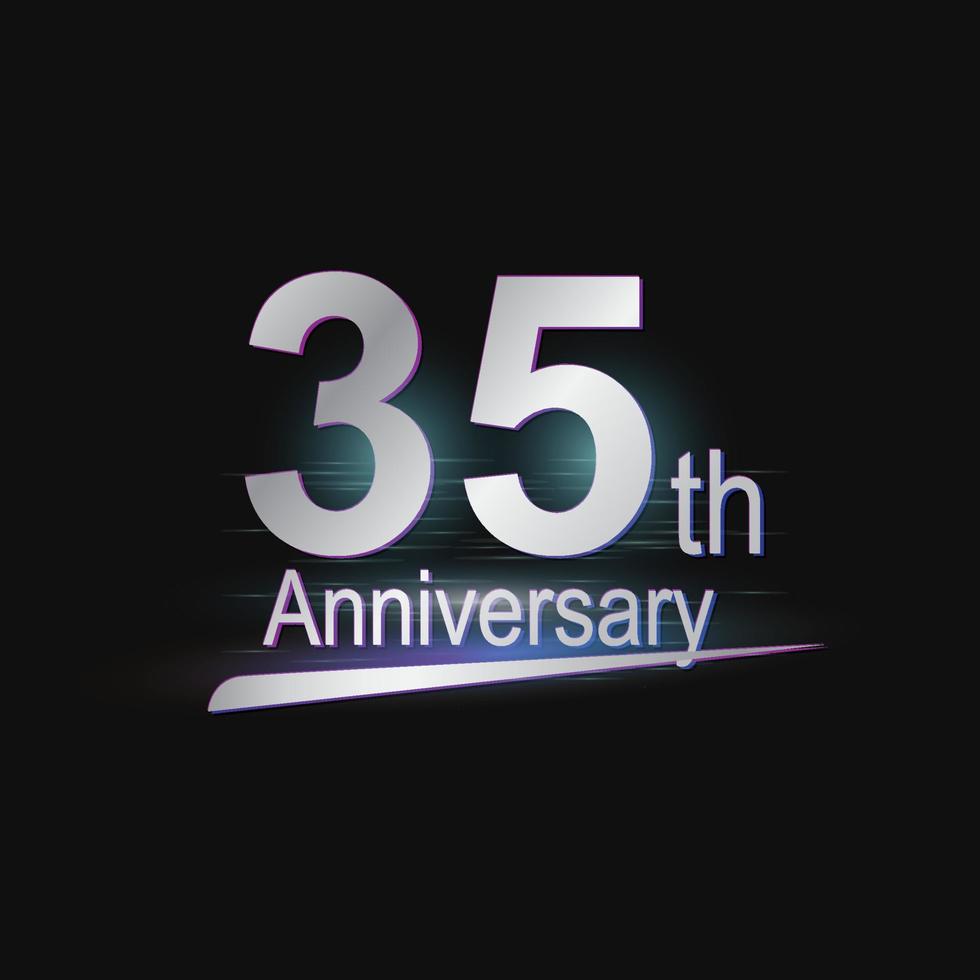 logo moderne de célébration du 35e anniversaire en argent vecteur