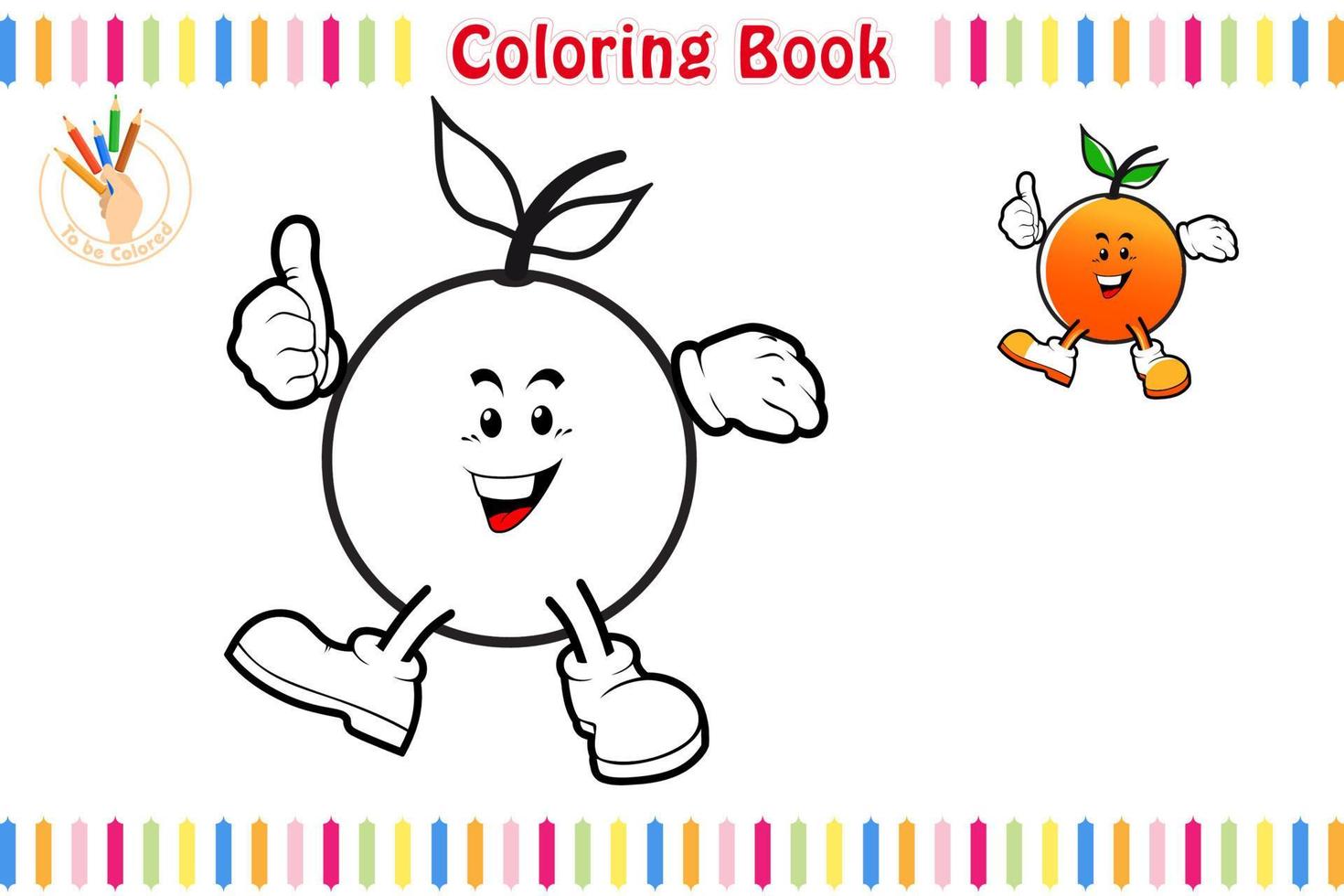 livre de coloriage avec un style de dessin animé de fruits, jeu éducatif pour enfants illustration vectorielle de feuille de calcul imprimable vecteur