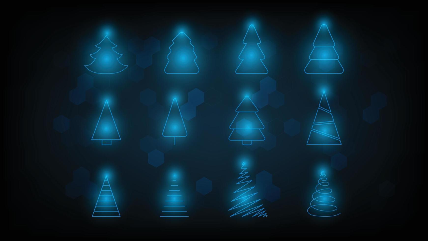 ensemble d'icônes de ligne mince de sapin de noël. kit de signe de contour de noël à la mode. icônes linéaires stylisées de neige artificielle, épicéa, présent sapin de boîte. symbole d'arbre de noël simple avec illustration vectorielle de réflexion vecteur