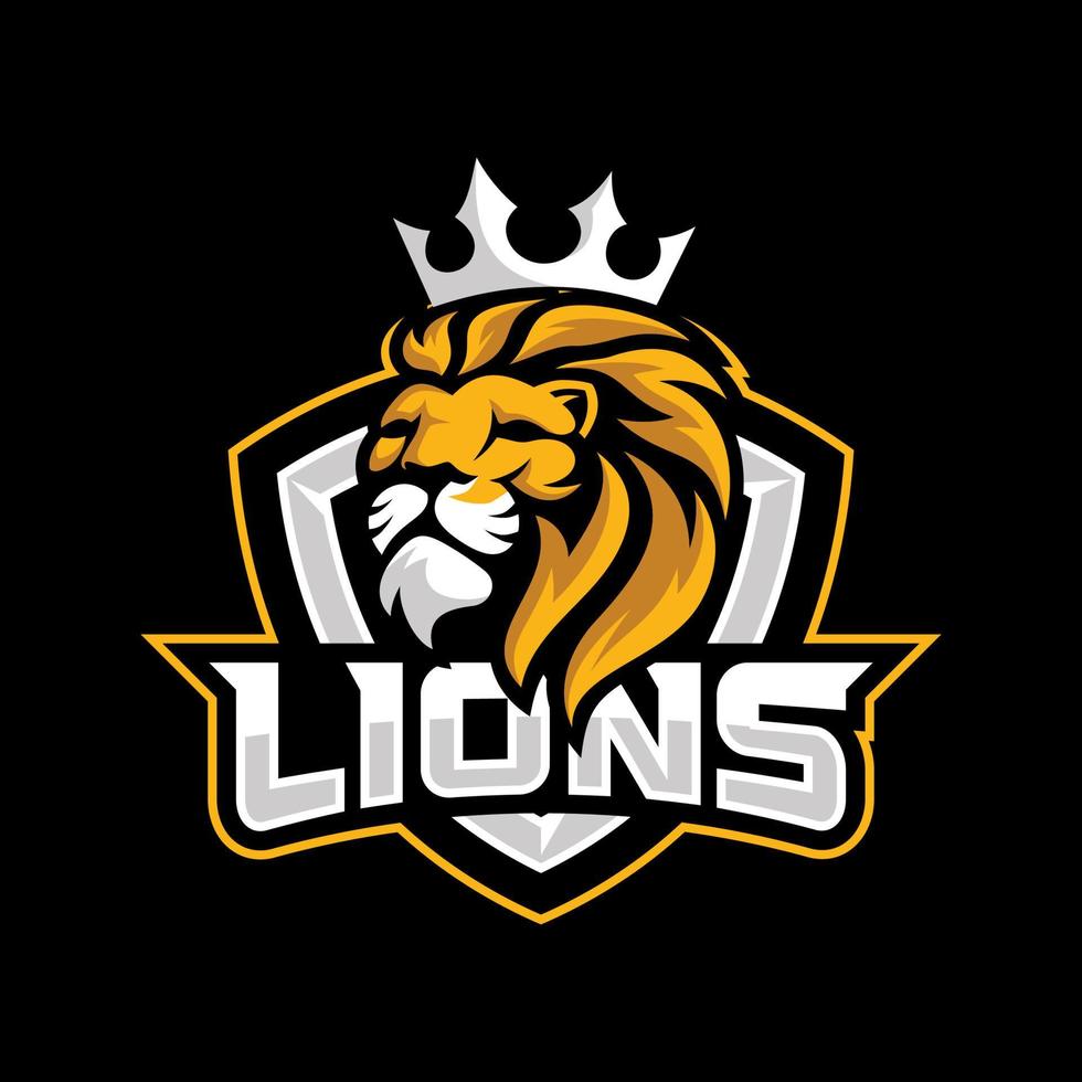 logo de jeu de tête de lion pour l'illustration vectorielle de mascotte de sport et de sport e vecteur