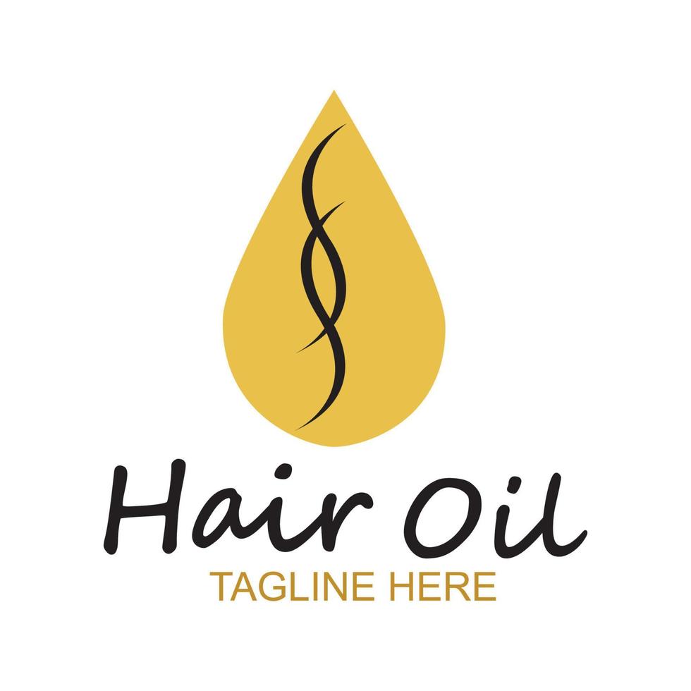 logo essentiel d'huile de cheveux avec l'huile de goutte et le symbole de logo de cheveux vecteur