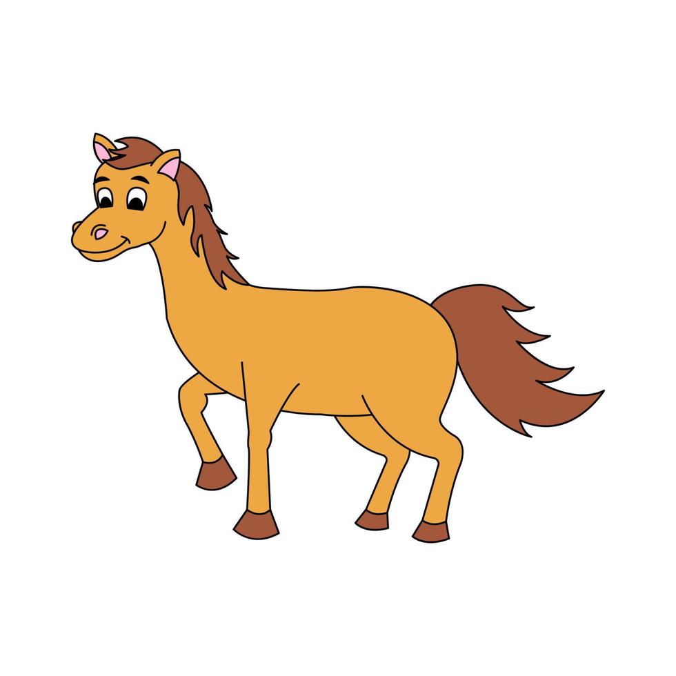 mignon animal de cheval en version dessin animé vecteur