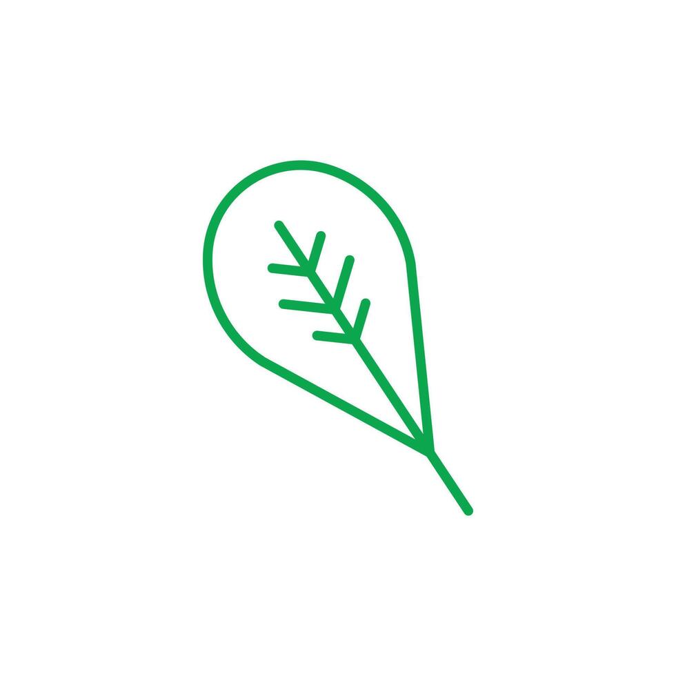 eps10 icône d'art de ligne de feuille d'épinards vecteur vert isolé sur fond blanc. symbole de contour de feuille fraîche dans un style moderne simple et plat pour la conception de votre site Web, votre logo et votre application mobile