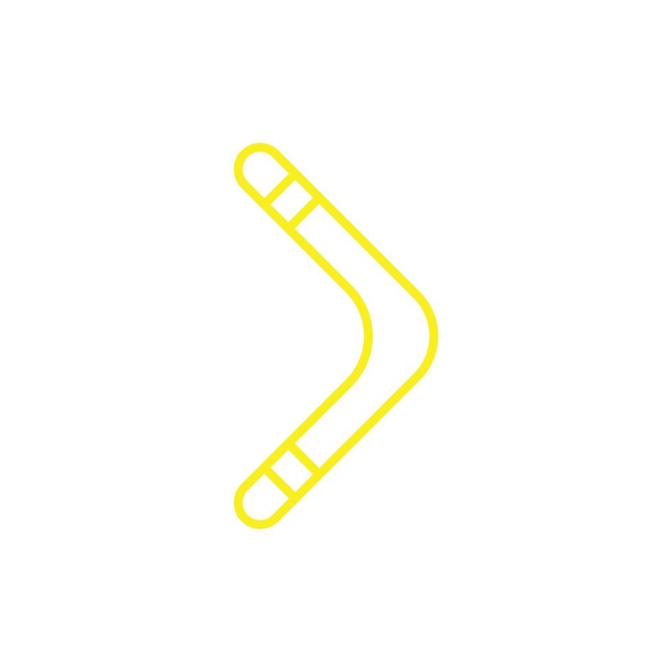 eps10 vecteur jaune boomerang ou icône de ligne de karma isolé sur fond blanc. symbole de contour de flèche vers l'avant ou vers la droite dans un style moderne simple et plat pour la conception de votre site Web, votre logo et votre application mobile