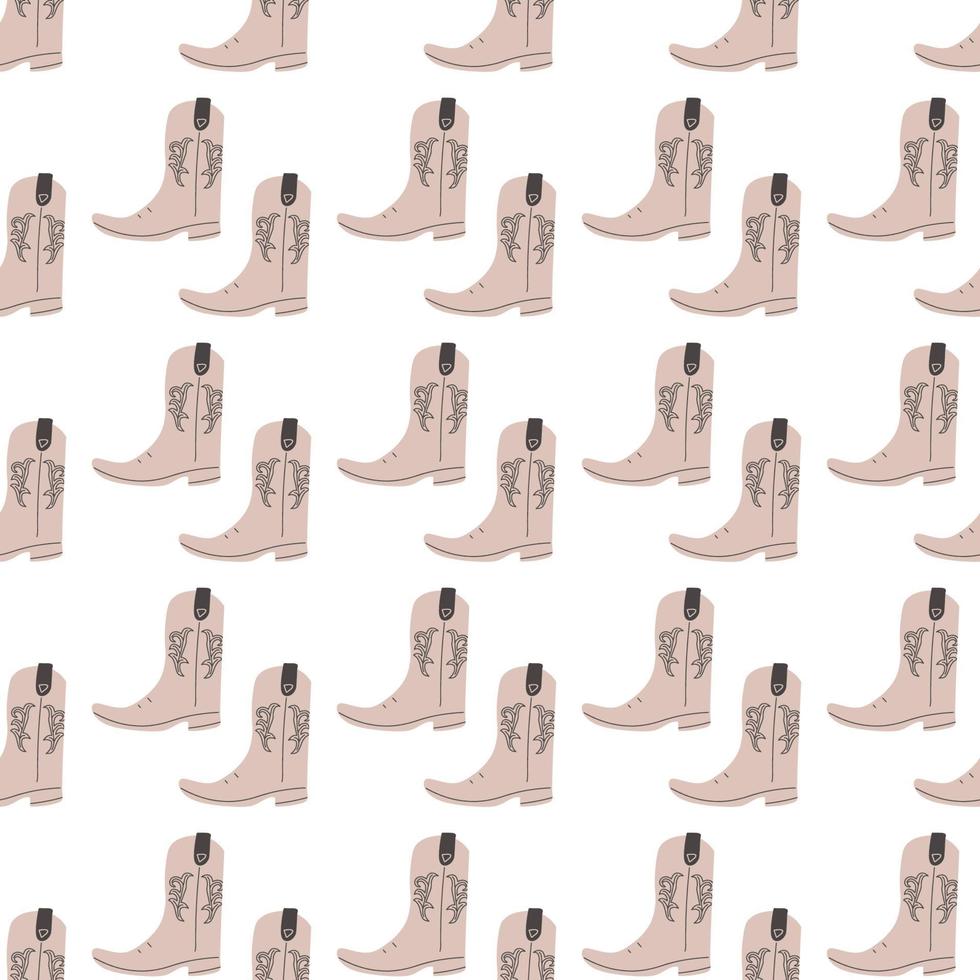 bottes de cow-boy avec motif sans couture d'ornement. thème de l'ouest sauvage. illustration vectorielle tendance colorée dessinée à la main sur fond blanc vecteur