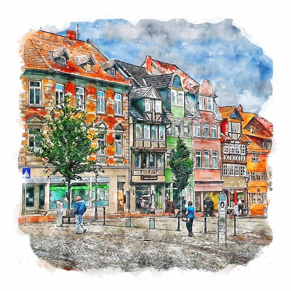 helmstedt allemagne croquis aquarelle illustration dessinée à la main vecteur