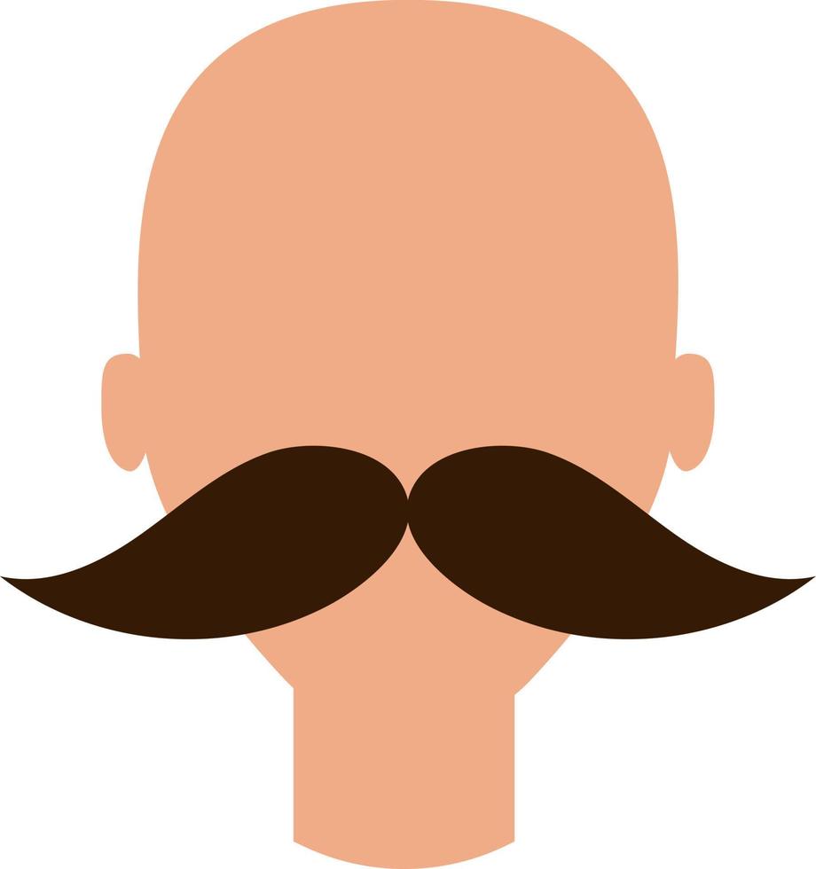 homme chauve avec moustaches, illustration, vecteur, sur fond blanc. vecteur