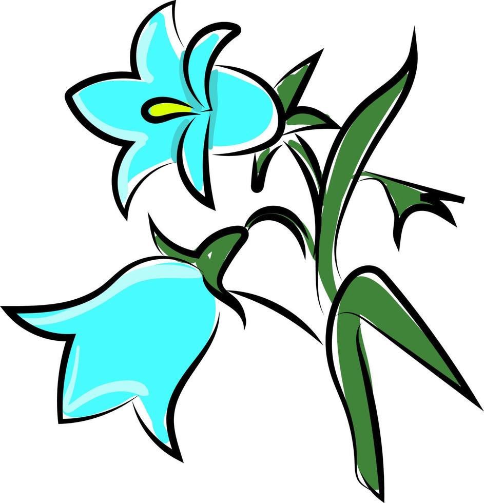 fleur bleue, illustration, vecteur sur fond blanc.