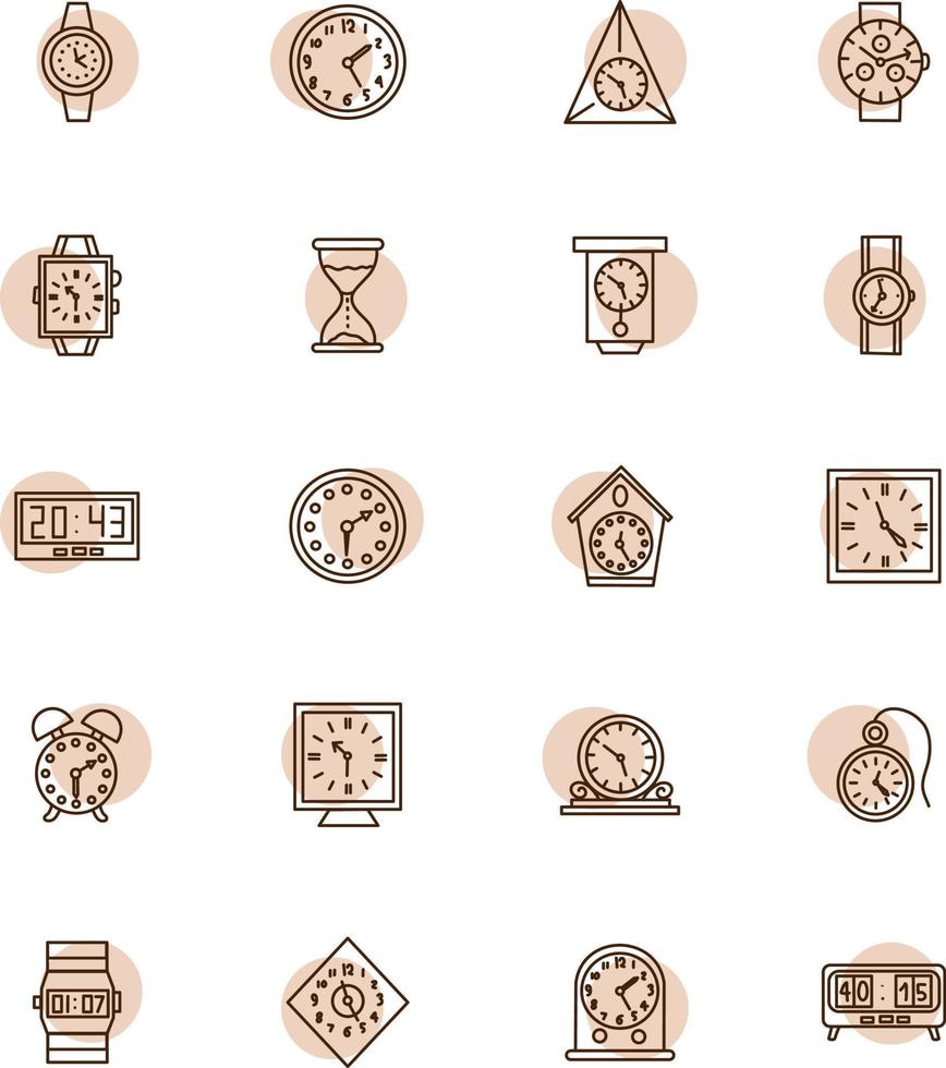 pack d'icônes d'horloge, illustration, vecteur, sur fond blanc. vecteur