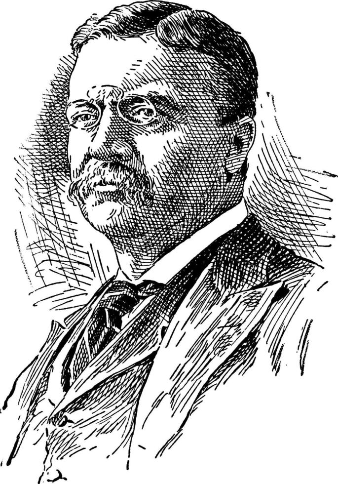 théodore roosevelt, illustration vintage vecteur