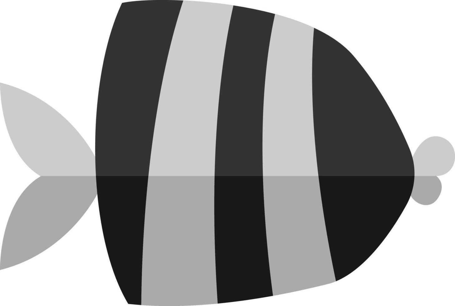 poisson noir avec deux bandes grises, illustration, vecteur sur fond blanc.