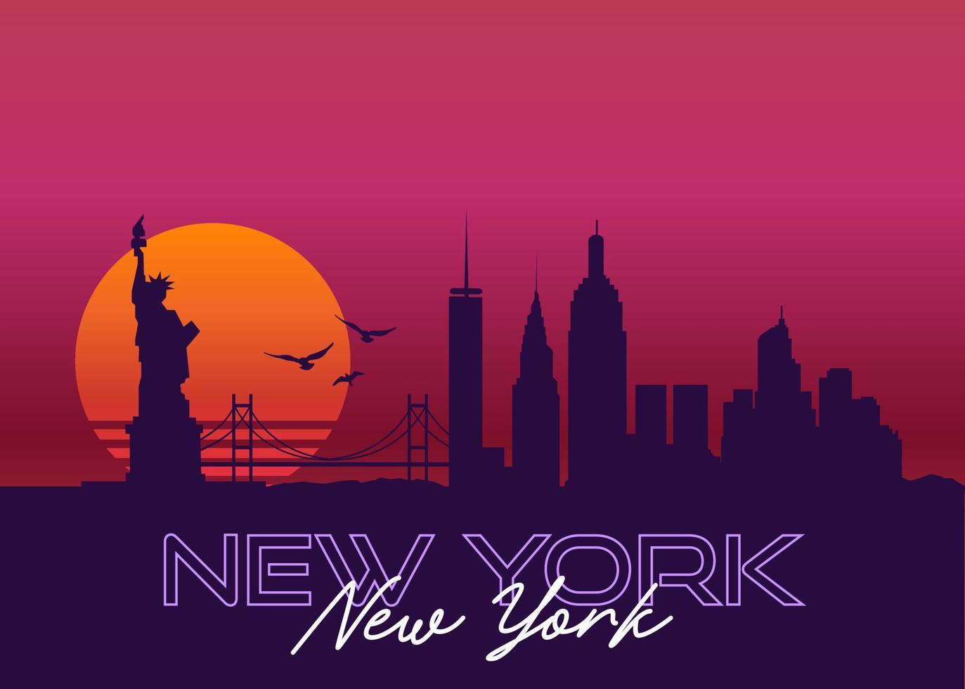 new york, usa, paysage, horizon, vecteur, graphique vecteur