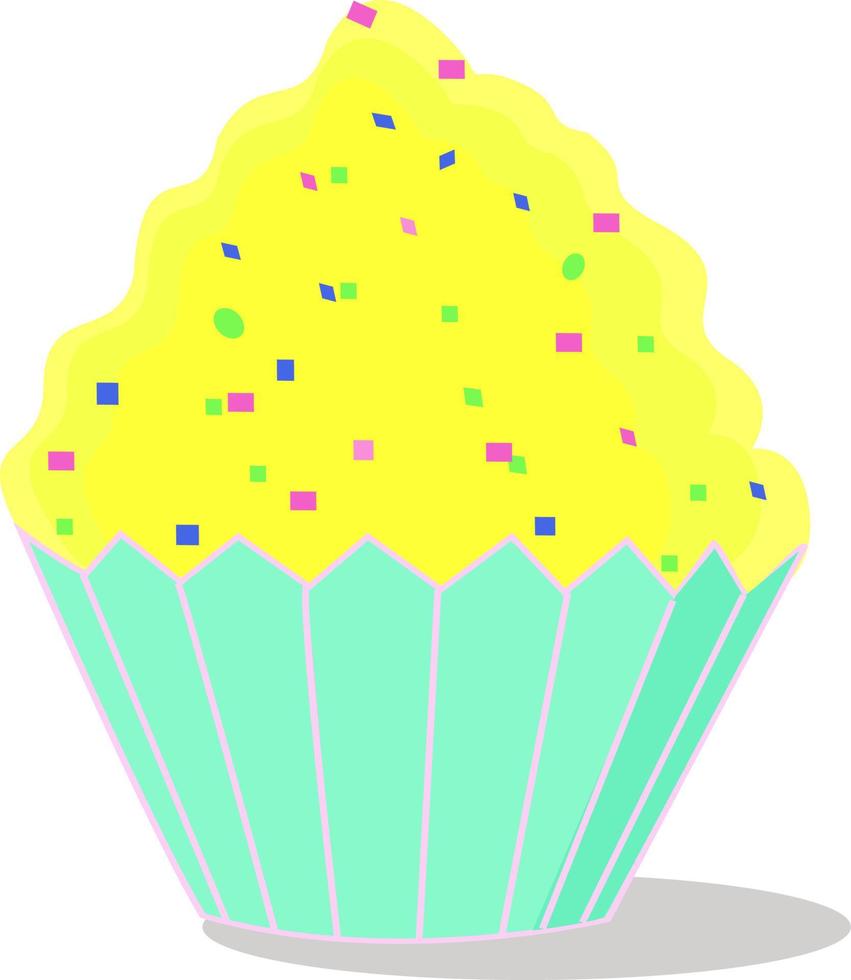 Cupcake jaune, illustration, vecteur sur fond blanc