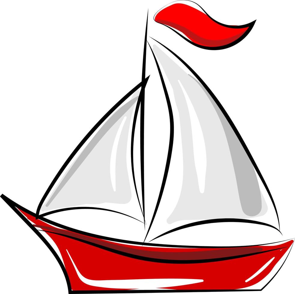 bateau rouge, illustration, vecteur sur fond blanc.