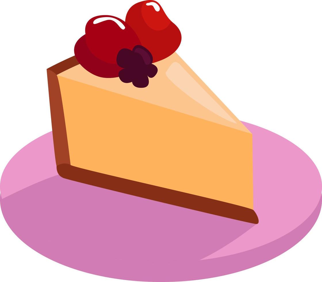 Gâteau au fromage sur une assiette, illustration, vecteur sur fond blanc