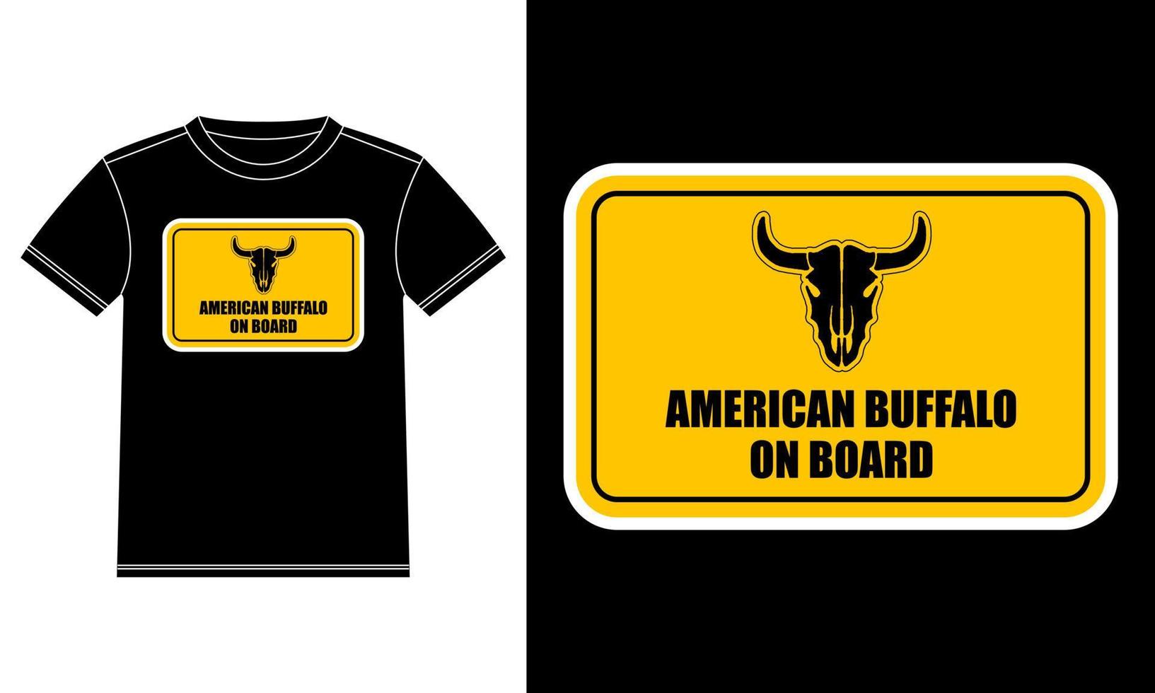 conception de t-shirt autocollant buffle américain à bord vecteur
