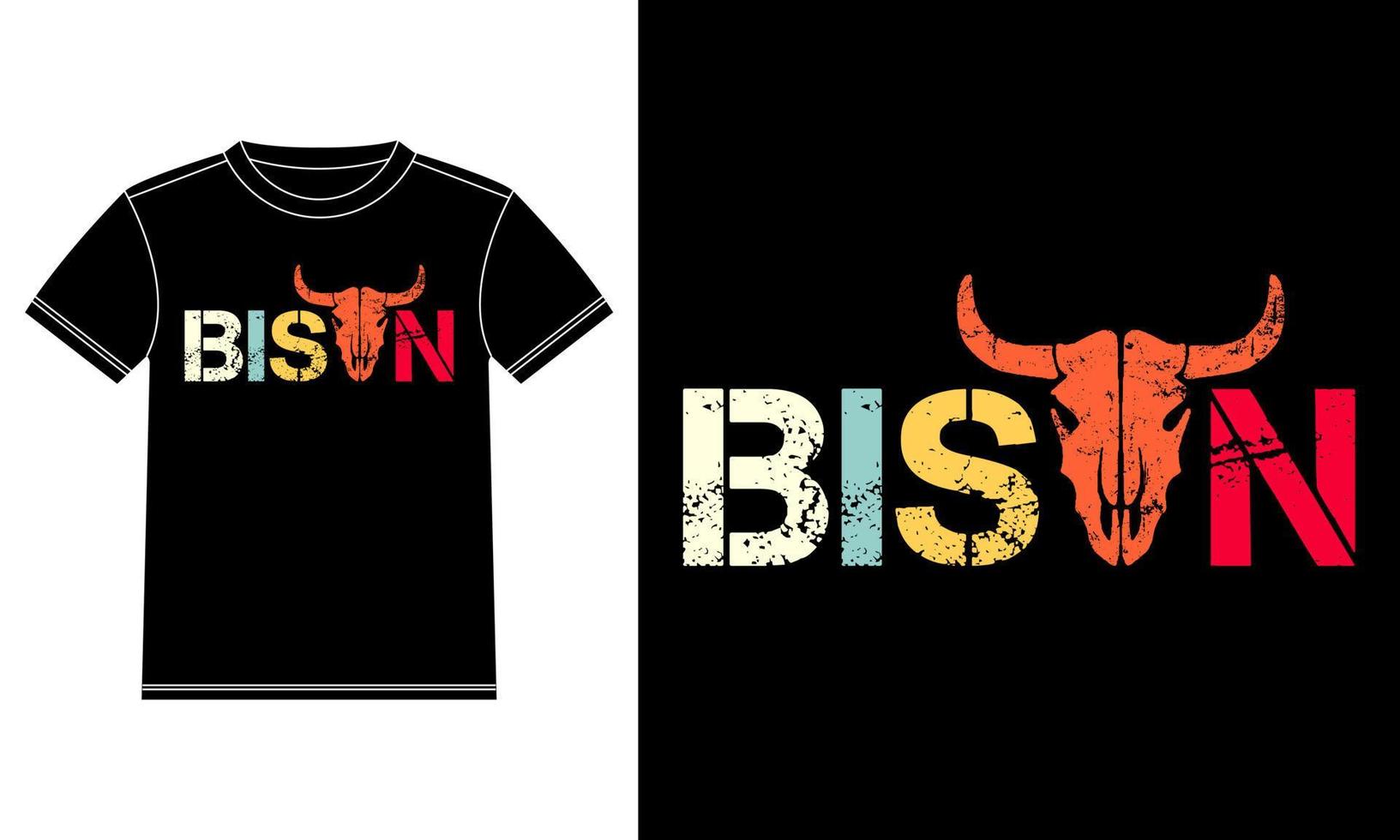 conception de t-shirt de typographie de visage de tête de bison vecteur
