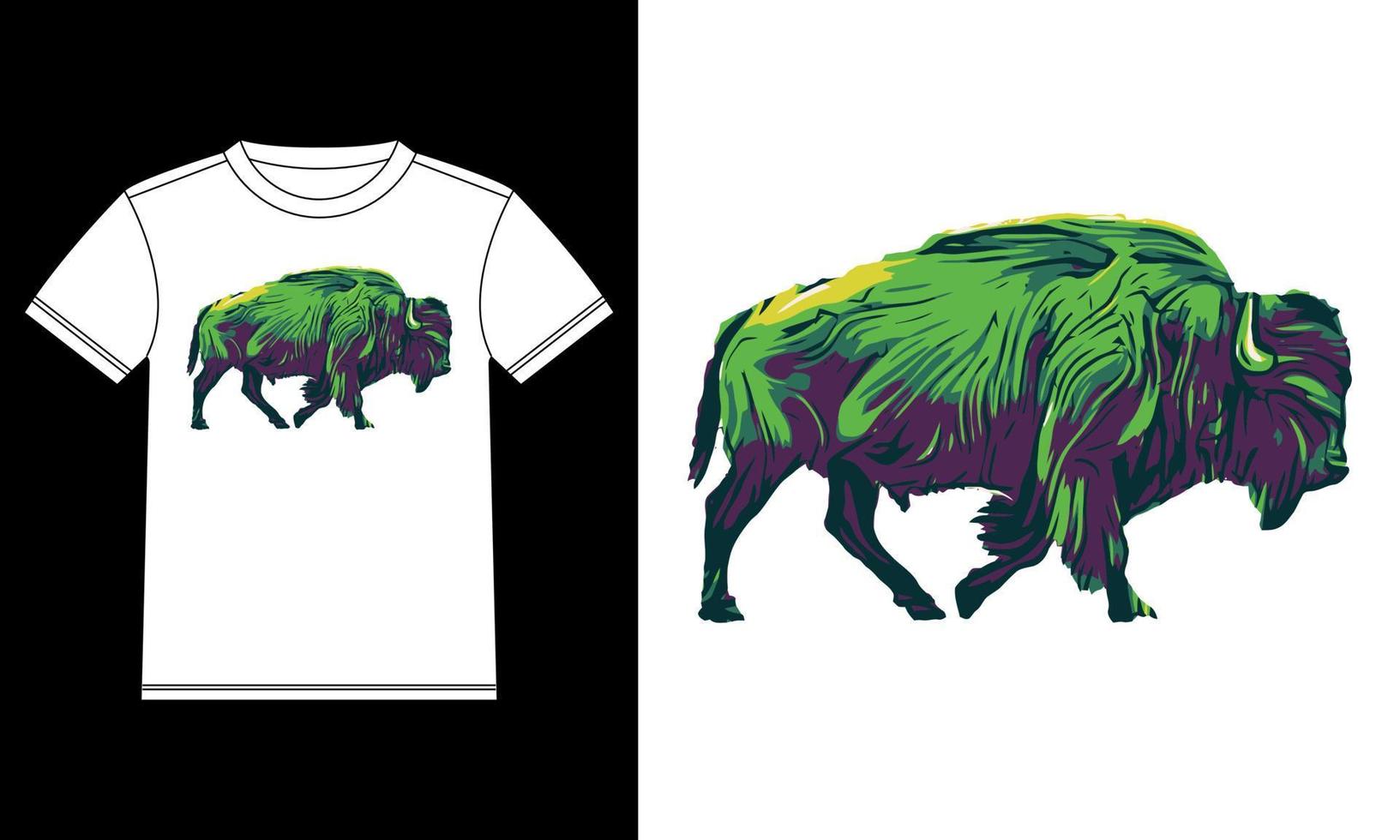 t-shirt illustration de bison américain vecteur