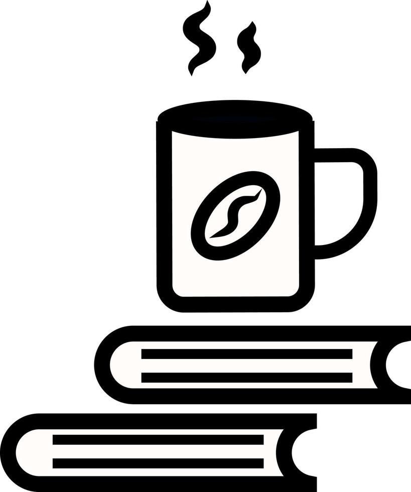 café avec des livres, illustration, vecteur, sur fond blanc. vecteur