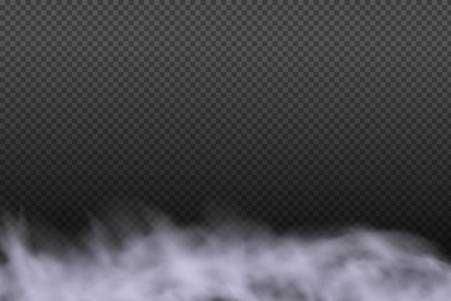 anneaux de fumée. nébulosité vectorielle blanche, brouillard ou fumée sur fond à carreaux sombres. ciel nuageux ou smog sur la ville. illustration vectorielle. vecteur