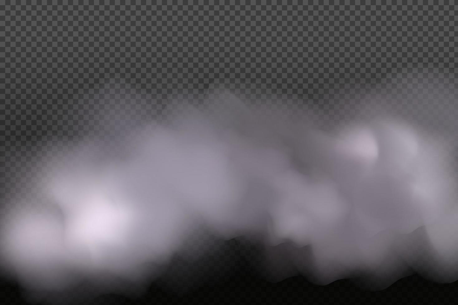 anneaux de fumée. nébulosité vectorielle blanche, brouillard ou fumée sur fond à carreaux sombres. ciel nuageux ou smog sur la ville. illustration vectorielle. vecteur