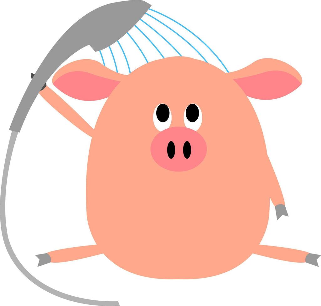 Cochon de douche, illustration, vecteur sur fond blanc.