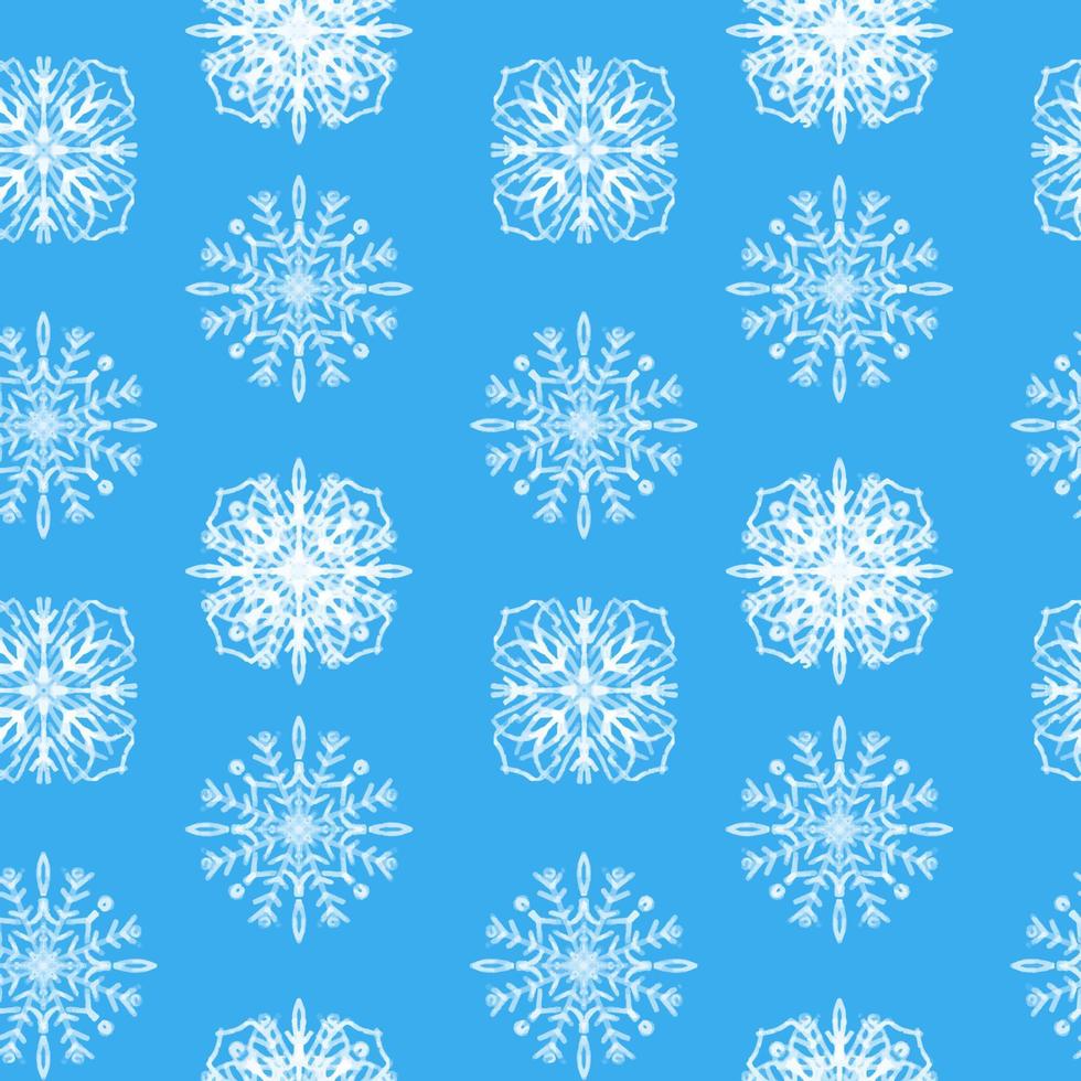 modèle sans couture avec illustration de flocons de neige texturés stylisés en bleu vecteur