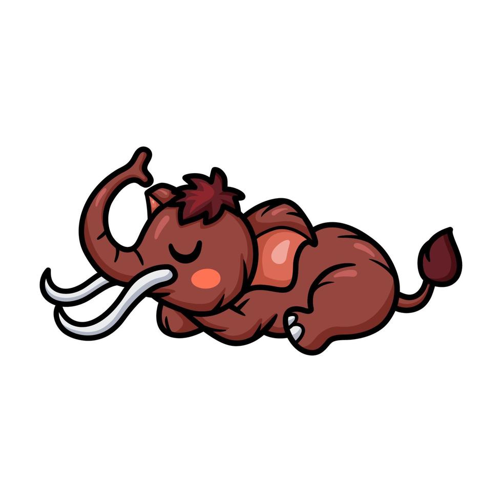 mignon petit dessin animé mammouth endormi vecteur
