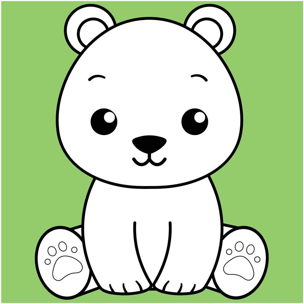 ours mignon, ours kawaii contour noir et blanc pour livre de coloriage. vecteur