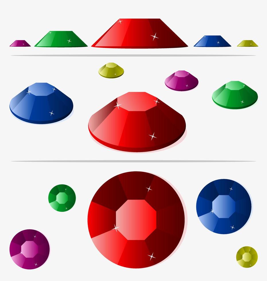 cristaux de différentes couleurs et angles vecteur