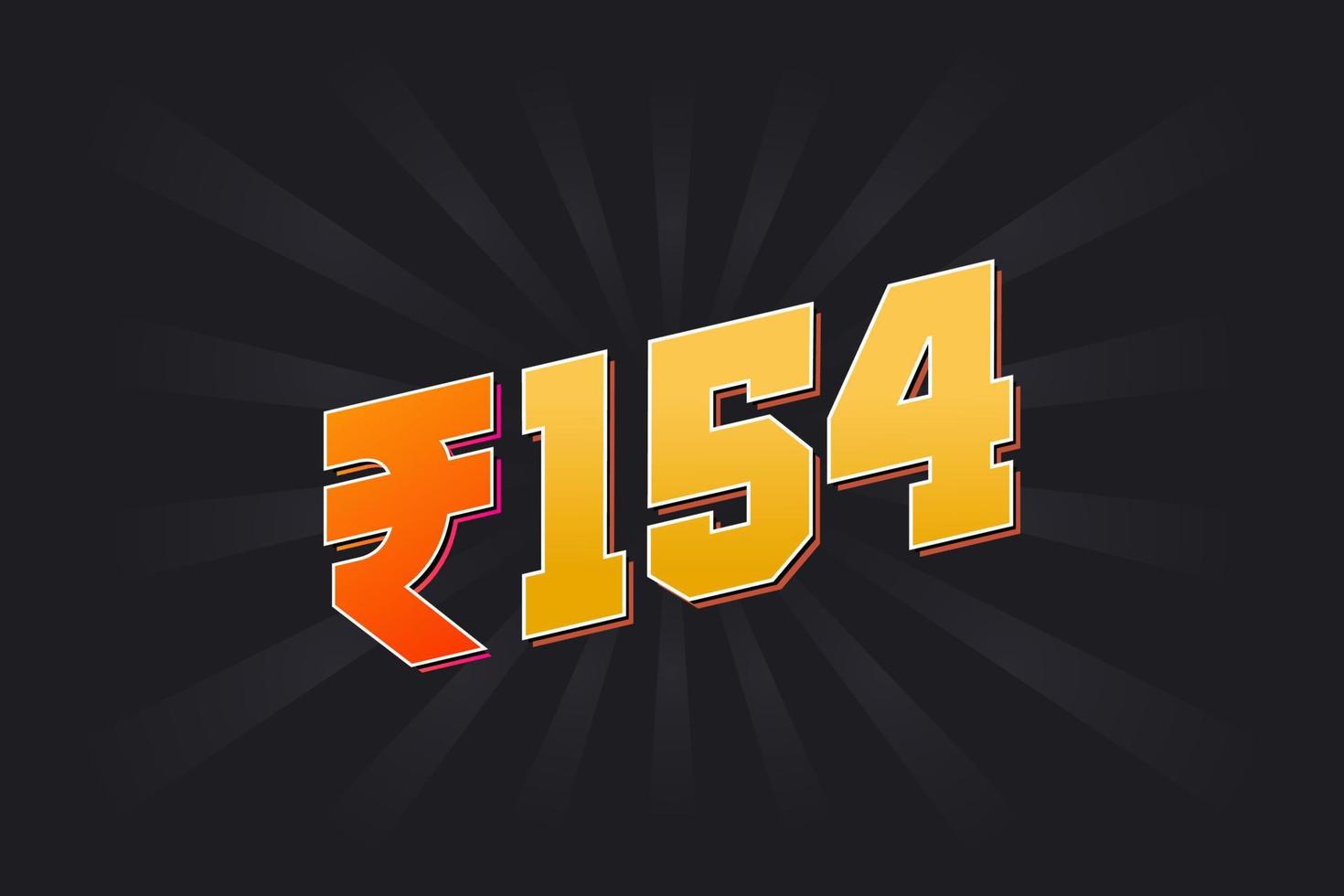 Image vectorielle de 154 roupies indiennes. 154 roupie symbole texte en gras illustration vectorielle vecteur