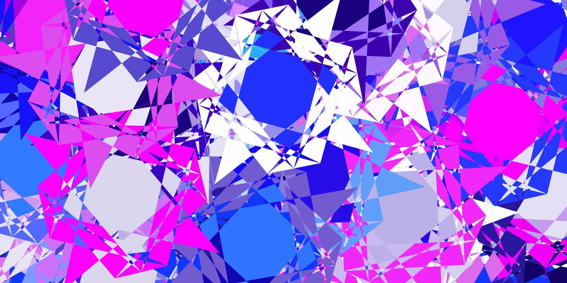 modèle vectoriel rose clair, bleu avec des formes triangulaires.