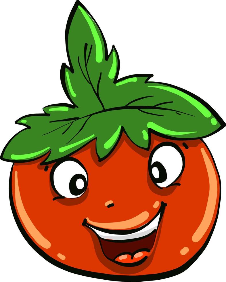 Tomate avec un visage , illustration, vecteur sur fond blanc
