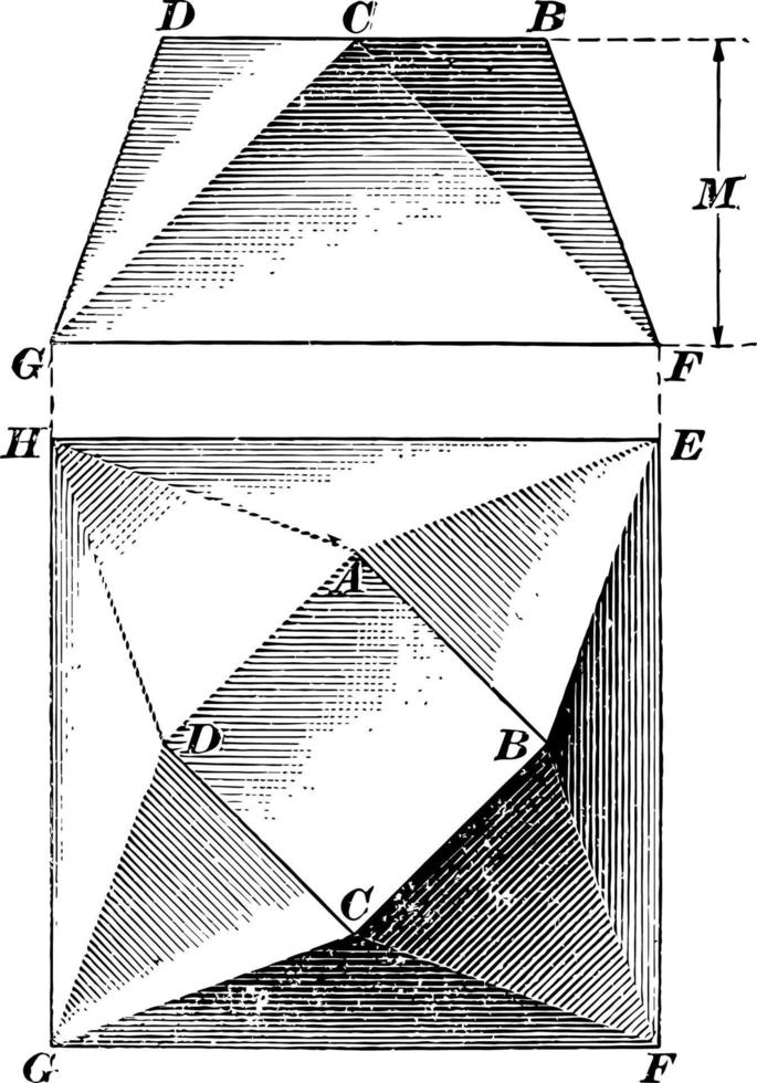 solide irrégulier avec illustration vintage de surfaces triangulaires. vecteur