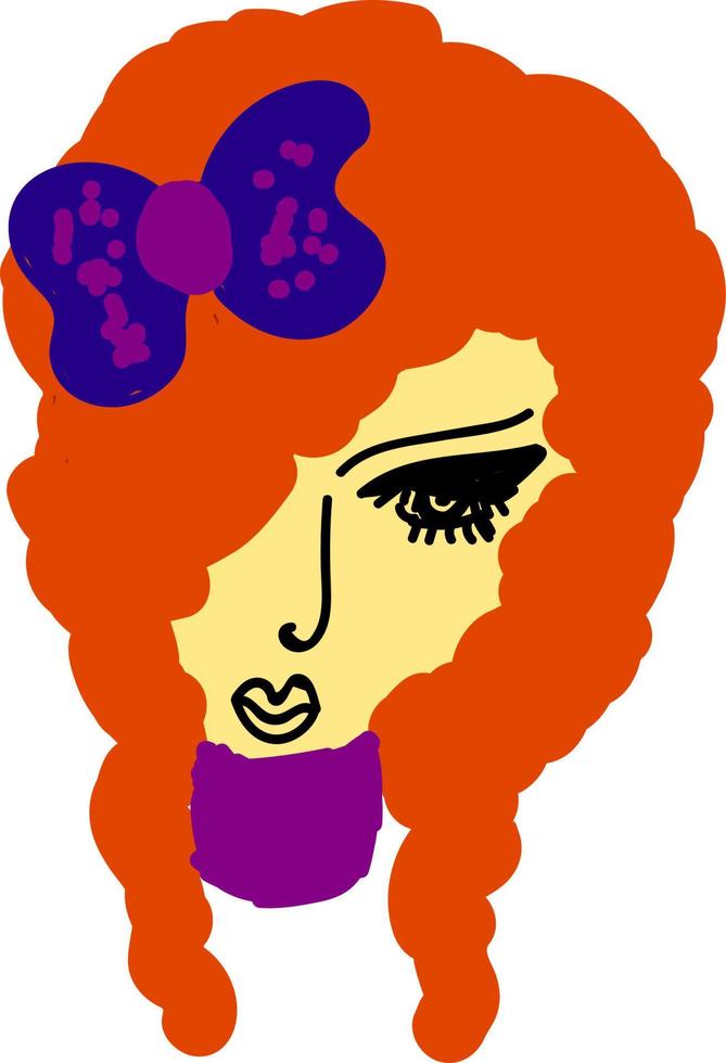 fille aux cheveux rouges, illustration, vecteur sur fond blanc.