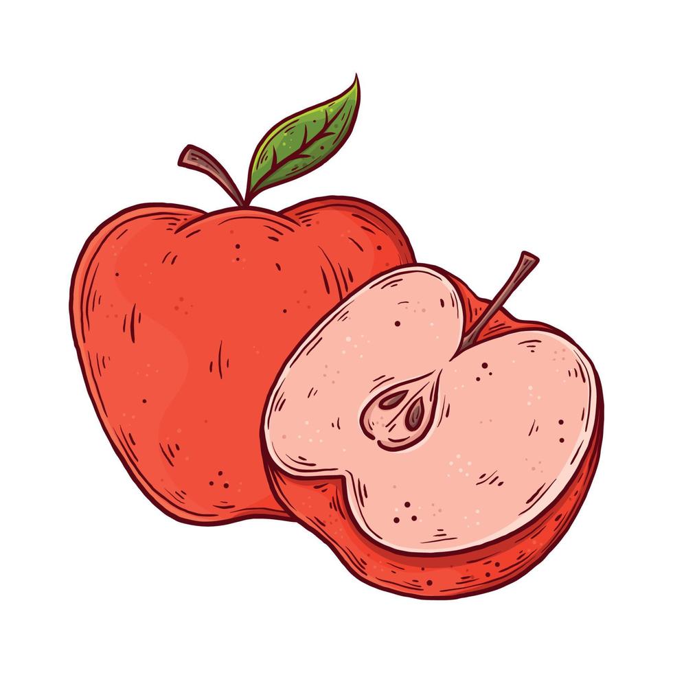 collection de pommes rouges dessinées à la main. illustration vectorielle de fruits frais isolés. vecteur