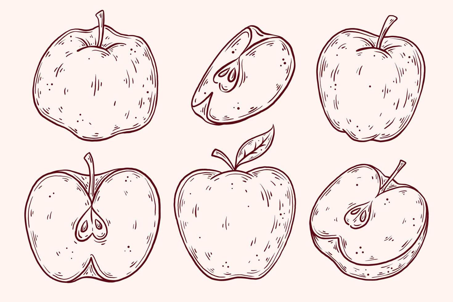collection de pommes dessinées à la main. illustration vectorielle de fruits frais isolés. vecteur