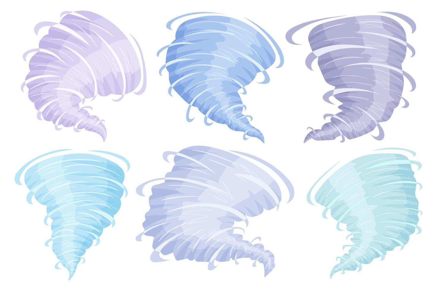 tornade. ouragan. cyclone. dessin animé et style plat. illustration vectorielle isolée sur fond blanc. vecteur