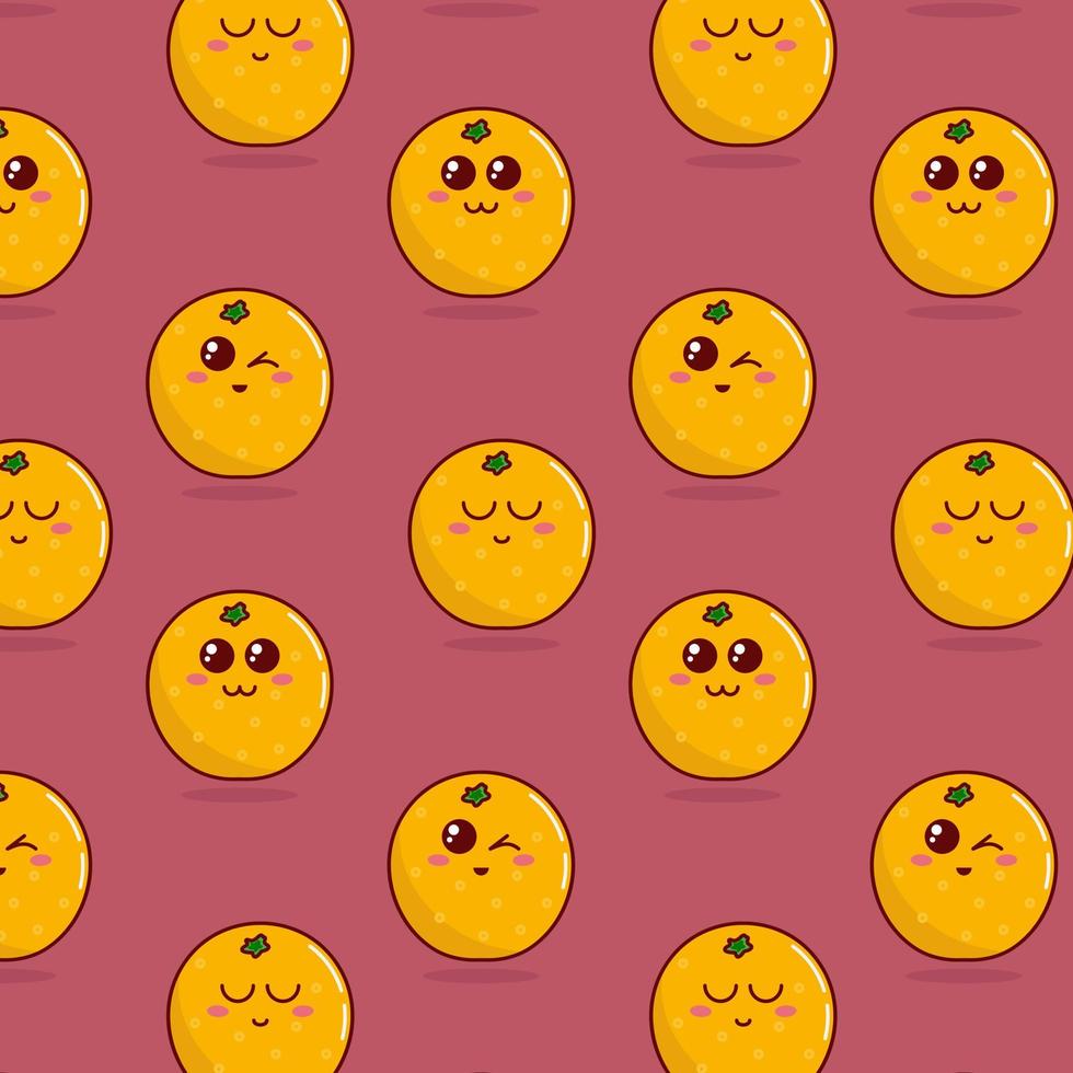 modèle sans couture de dessin animé mignon avec des oranges. oranges de dessin animé avec différentes émotions. motif vectoriel de bébé mignon pour toute utilisation. illustration vectorielle