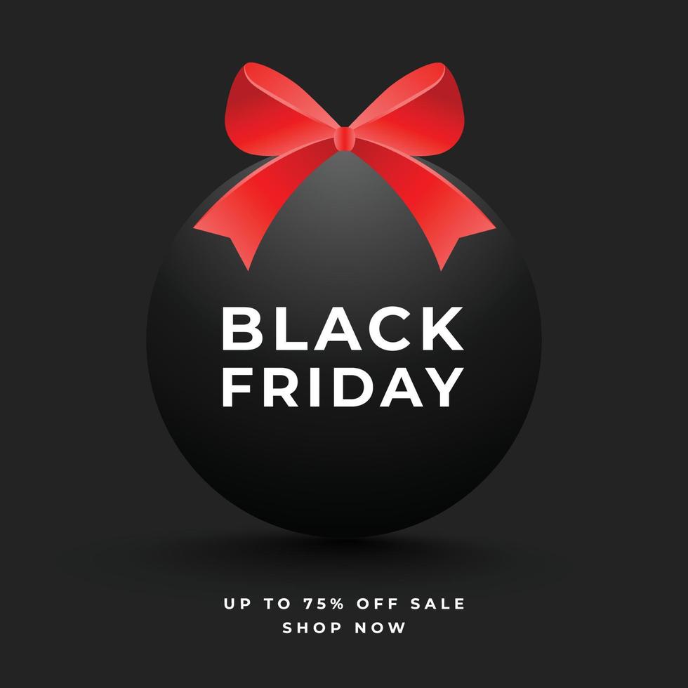 bannière de vente vendredi noir réaliste avec des rubans et des ballons de cadeaux vecteur