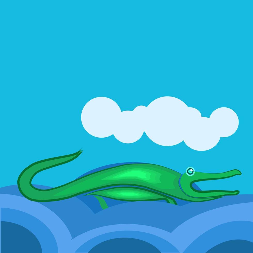 crocodile en rivière, illustration, vecteur sur fond blanc.