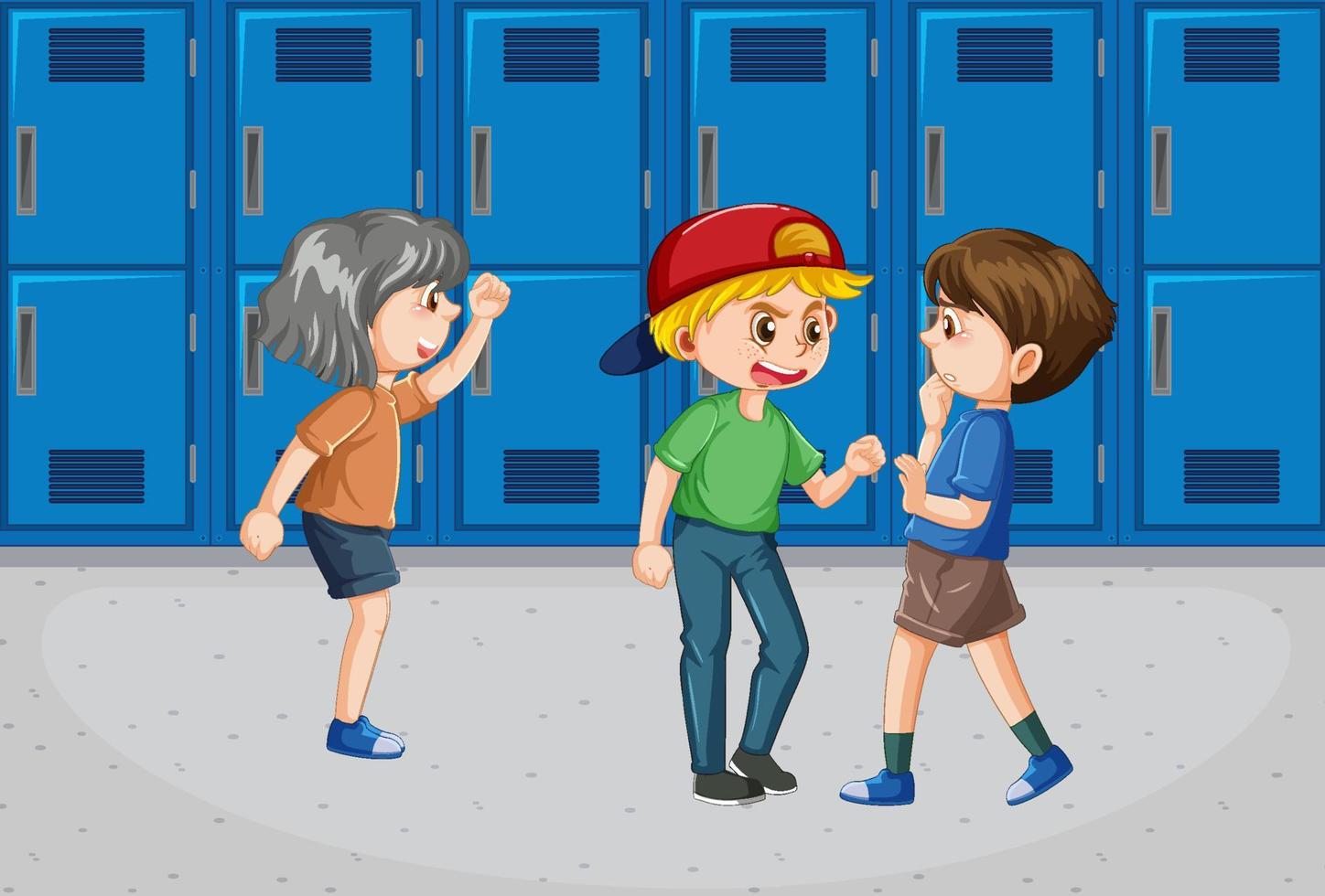 intimidation à l'école avec des personnages de dessins animés d'étudiants vecteur