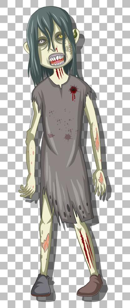personnage de dessin animé zombie effrayant vecteur