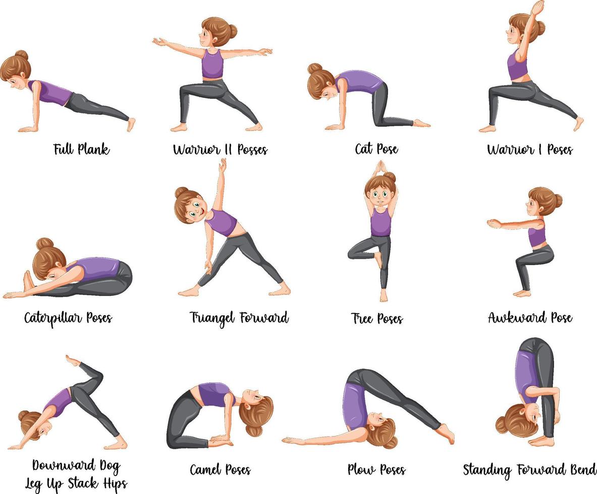ensemble de postures de yoga vecteur