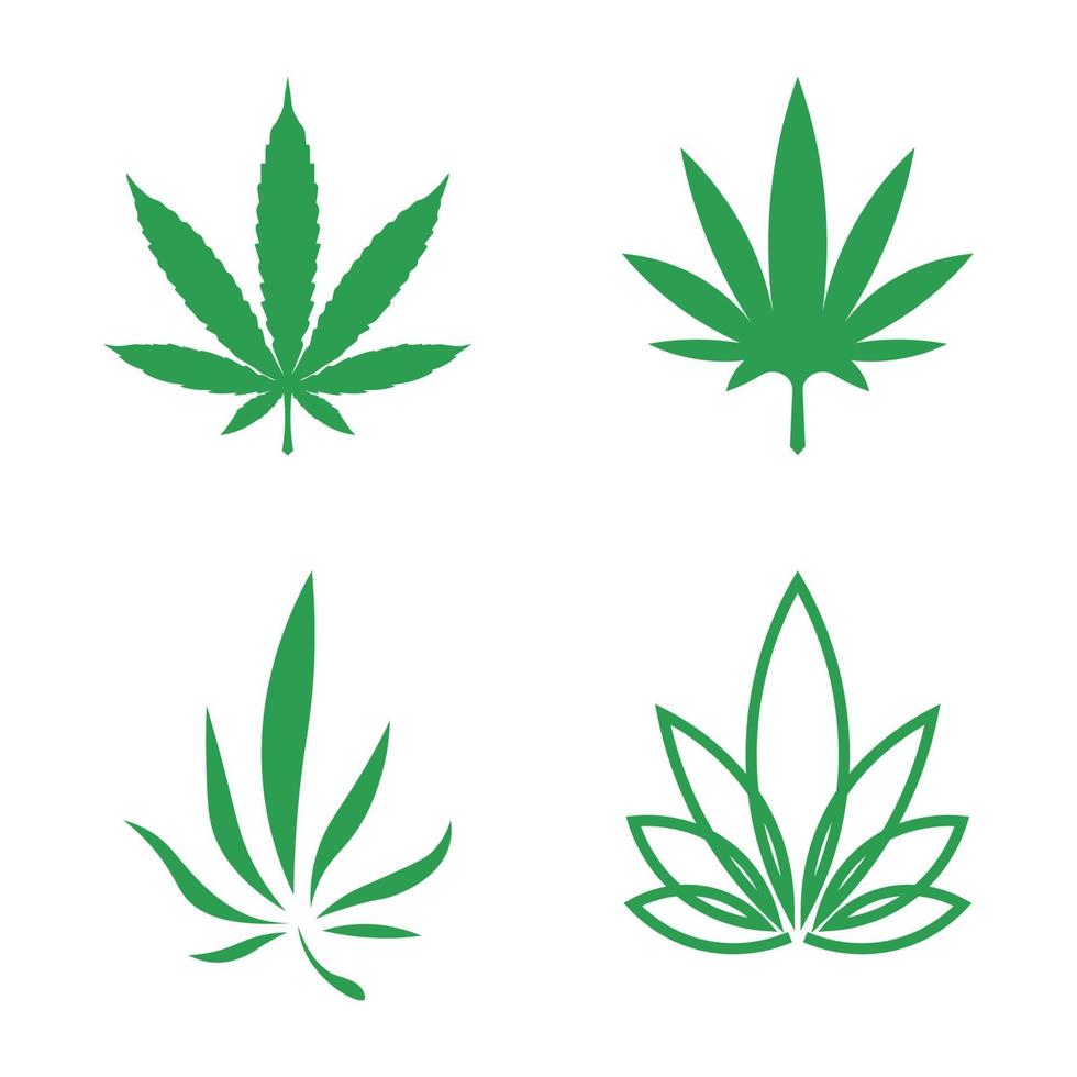 logo de cannabis et vecteur d'icône de feuille de marijuana