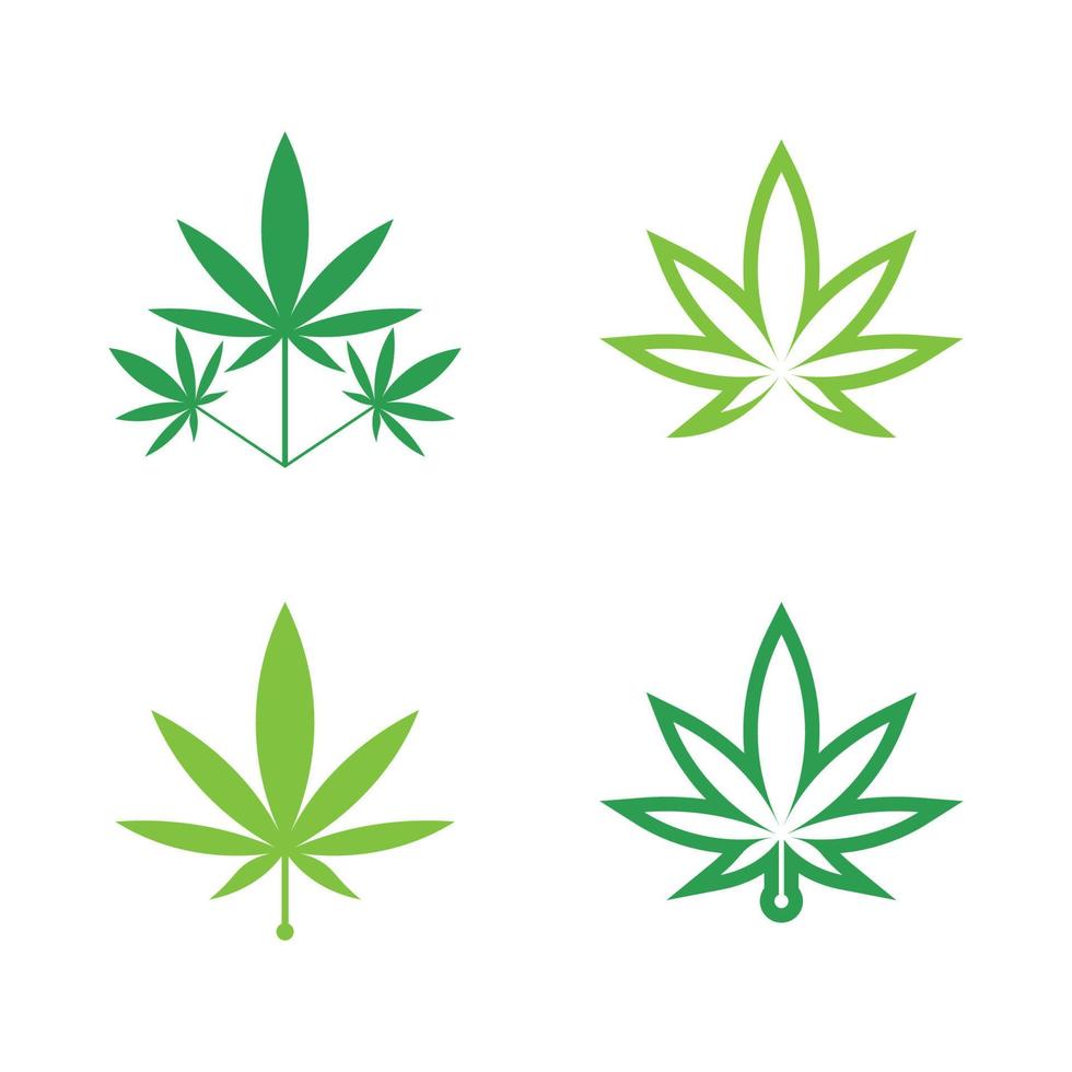 logo de cannabis et vecteur d'icône de feuille de marijuana