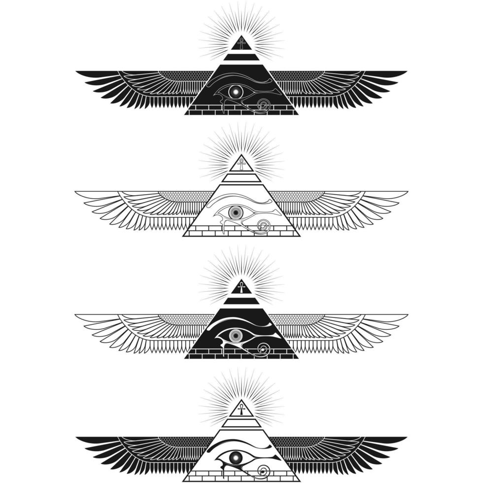 conception de pyramide ailée avec oeil d'horus vecteur