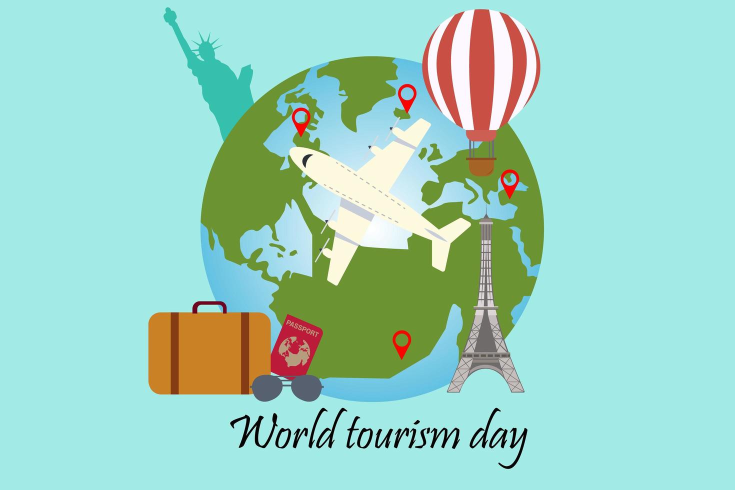 affiche de la journée mondiale du tourisme vecteur